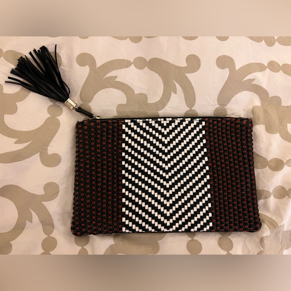 Black and White Chevron Clutch with Tassel